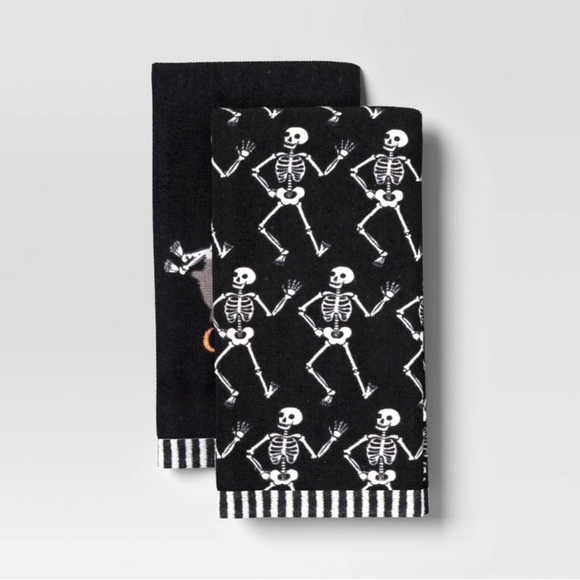 Black Skeleton Hand Towels - Picture 1 of 7